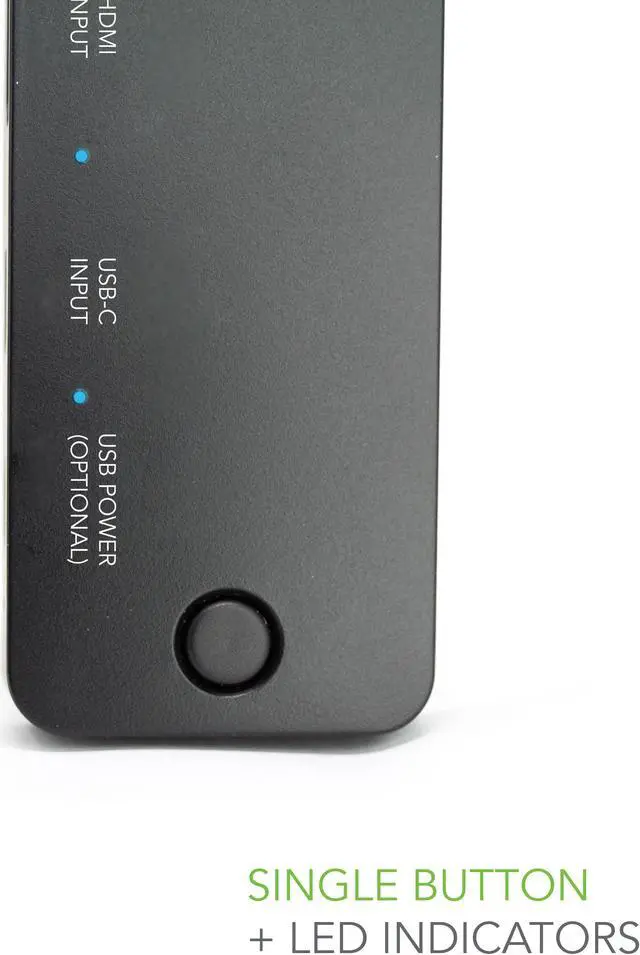 Alt view image 6 of 7 - Plugable HDMI 2.0 and USB-C 3 Port Switch with 2 HDMI and 1 USB-C Inputs and Single HDMI 2.0 Output (Supports 2x HDMI 2.0 4K@60Hz Sources and 1x USB C or Thunderbolt 3 Source)