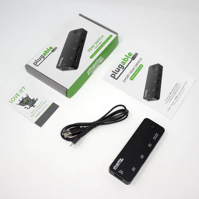 Alt view image 7 of 7 - Plugable HDMI 2.0 and USB-C 3 Port Switch with 2 HDMI and 1 USB-C Inputs and Single HDMI 2.0 Output (Supports 2x HDMI 2.0 4K@60Hz Sources and 1x USB C or Thunderbolt 3 Source)