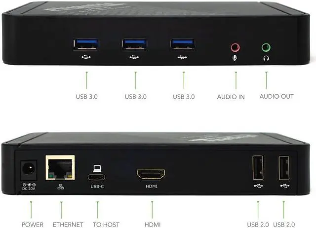 Alt view image 3 of 12 - Plugable USB C Docking Station with Charging, Compatible with Thunderbolt 3 and USB-C MacBooks and Specific Windows, Chromebook, Linux Systems (HDMI Display, 60W Charging, Ethernet, 3x USB 3.0 Ports)