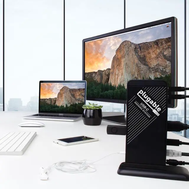Alt view image 6 of 12 - Plugable USB C Docking Station with Charging, Compatible with Thunderbolt 3 and USB-C MacBooks and Specific Windows, Chromebook, Linux Systems (HDMI Display, 60W Charging, Ethernet, 3x USB 3.0 Ports)