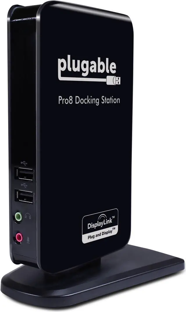 Alt view image 2 of 6 - Plugable Pro8 Charging & USB Docking Station for Select Windows Tablets - Simultaneously Charges & Adds Extended Display Output, 3.5mm Audio in/Out, 10/100 Ethernet, and 4 2.0 USB Ports