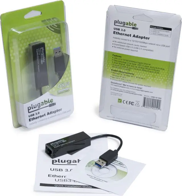 Alt view image 6 of 6 - Plugable USB to Ethernet Adapter, USB 3.0 to Gigabit Ethernet, Supports Windows 11, 10, 8.1, 7, XP, Linux, Chrome OS