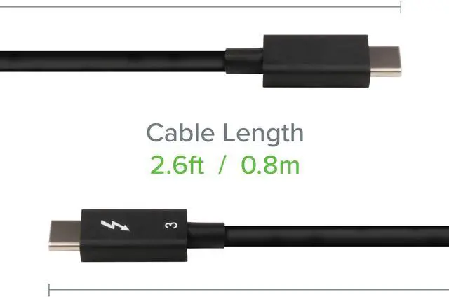 Alt view image 2 of 7 - Plugable Thunderbolt 3 Cable 40Gbps Supports 100W (20V, 5A) Charging, 2.6ft / 0.8m USB C Compatible [Thunderbolt 3 Certified] - Driverless