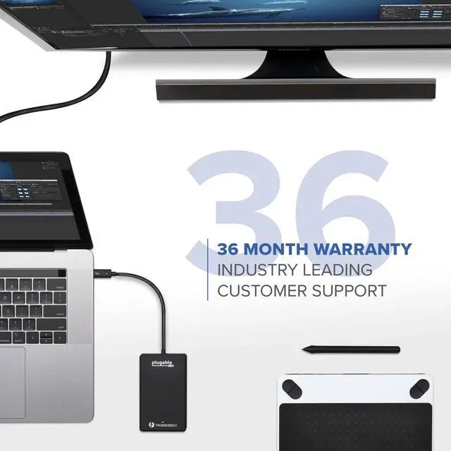Alt view image 7 of 16 - Plugable 2TB Thunderbolt 3 External SSD NVMe Drive (Up to 2400MBs/1800MBs R/W)
