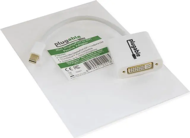 Alt view image 3 of 10 - Plugable Mini DisplayPort (Thunderbolt 2) to DVI Adapter (Supports Mac, Windows, Linux Systems and Displays up to 1920x1200@60Hz, Passive).