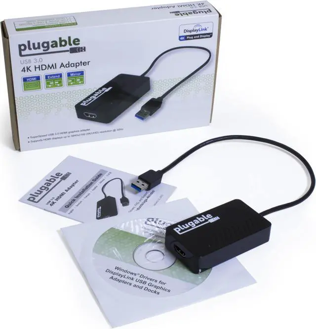 Alt view image 5 of 10 - Plugable USB 3.0 to HDMI 4K UHD Video Graphics Adapter for Multiple Monitors up to 3840x2160 Supports Windows 10, 8.1, 7, and Mac 10.14+