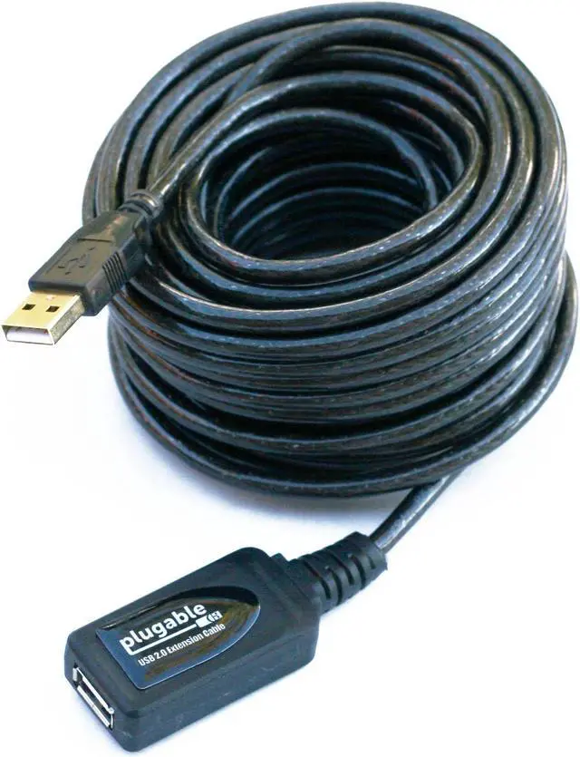 Main image of Plugable 10 Meter (32 Foot) USB 2.0 Active Extension Cable Type A Male to A Female - Driverless