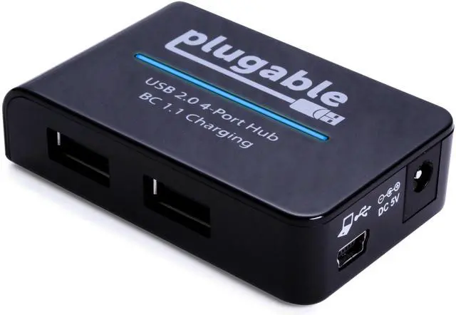 Main image of Plugable USB 2.0 4-Port High Speed Hub with 12.5W Power Adapter.
