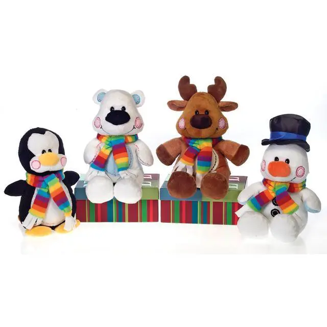 Alt view image 2 of 2 - Set of 4 Medium Christmas Plush Stuffed Animal Pals 8" by Fiesta