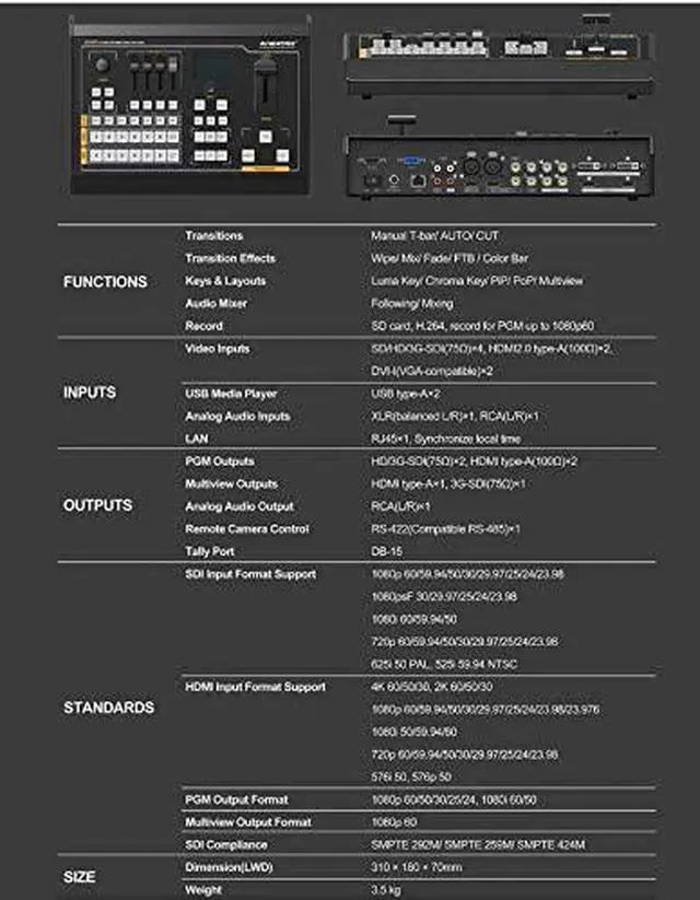 Alt view image 2 of 6 - AVMATRIX VS0605 6CH SDI/HDMI Multi-Format Video Switcher Multiformat Input:SD, HD,FHD