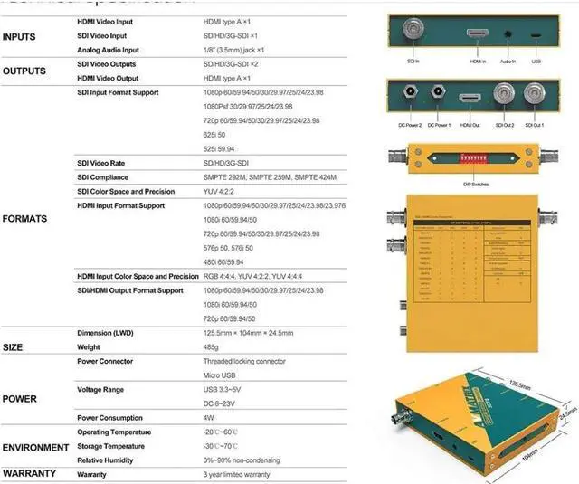 Alt view image 5 of 5 - AVMATRIX SC2030 3G-SDI/ HDMI Scaling Cross Converter Input: HDMI×1 or SDI×1, Analog Audio×1 Output: 3G-SDI×2, HDMI×1