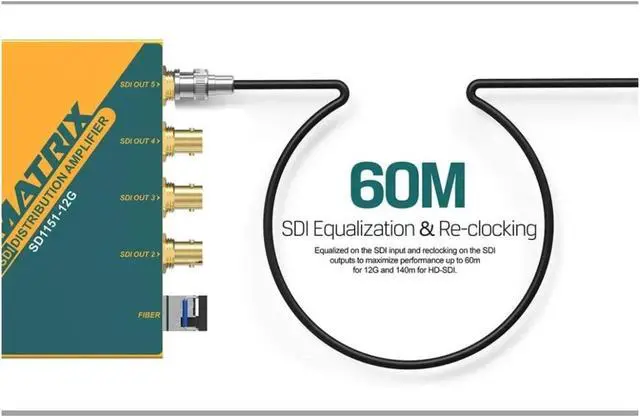 Alt view image 5 of 5 - AVMATRIX SD1151-12G 1×5 12G-SDI Reclocking Distribution Amplifier Support DVB-ASI Signal