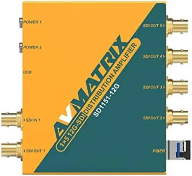 Main image of AVMATRIX SD1151-12G 1×5 12G-SDI Reclocking Distribution Amplifier Support DVB-ASI Signal