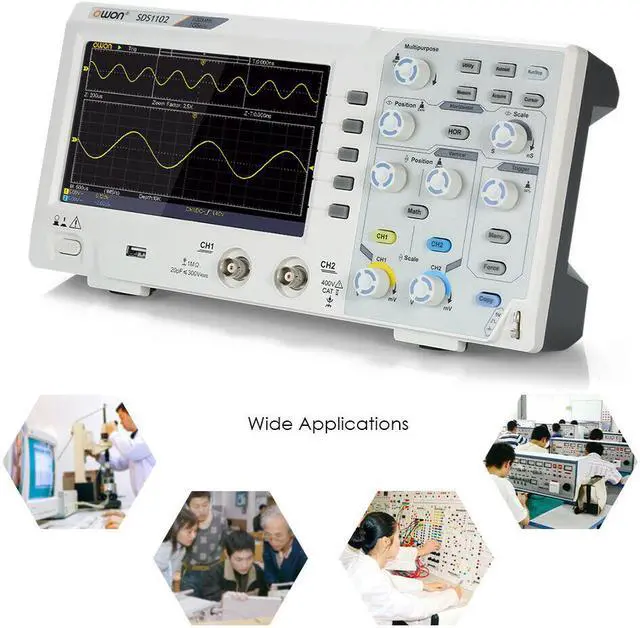 Alt view image 5 of 6 - OWON SDS1102 2-Channel Digital Oscilloscope 100MHZ Digital Oscilloscope Kit for Electronic Circuit Debugging,Design and Manufacture, Education and Training, Automobile Maintenance and Testing