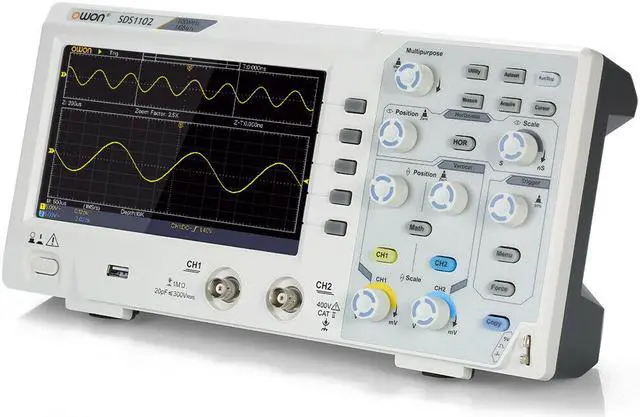 Alt view image 2 of 6 - OWON SDS1102 2-Channel Digital Oscilloscope 100MHZ Digital Oscilloscope Kit for Electronic Circuit Debugging,Design and Manufacture, Education and Training, Automobile Maintenance and Testing