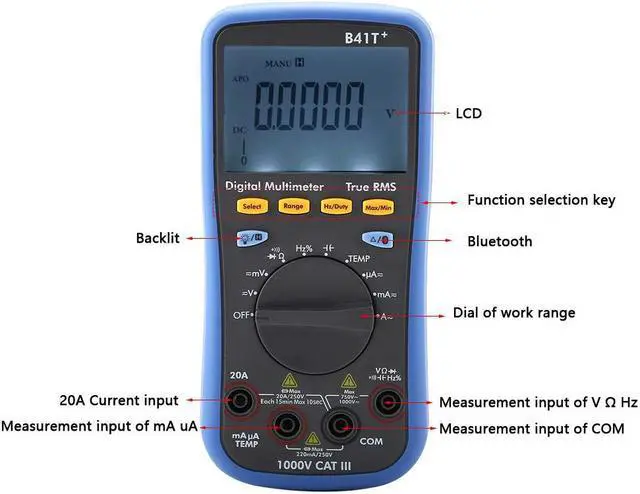 Main image of Digital Multimeter, Owon B41T 3 in 1 Digital Bluetooth Data Recorder Multimeter Thermometer Multifunctional Device