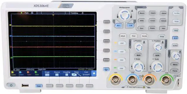 Alt view image 3 of 7 - OWON XDS3064E 60MHz 8 Bits Touchscreen Low Noise Digital Oscilloscope 4 Channel 110-240V