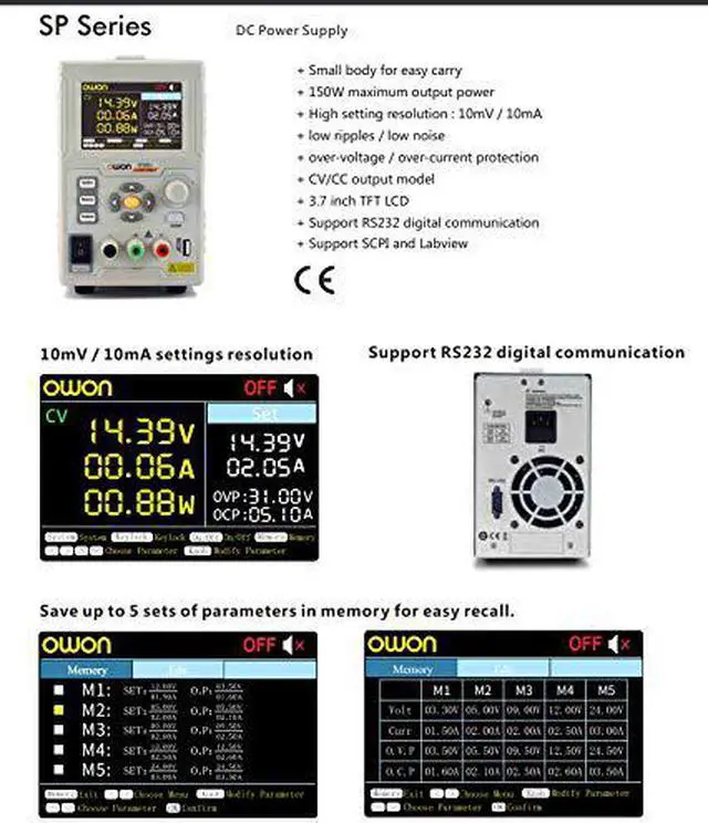Alt view image 2 of 2 - DC Power Supply OWON SP3051 1 Channel,MAX 150W Output Power Supply 30V 5A