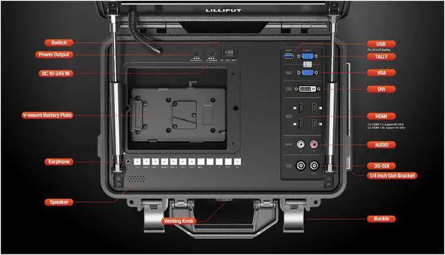 Alt view image 5 of 8 - Lilliput BM120-4KS 12.5" 16:9 4K HDR Broadcast Director Portable Monitor