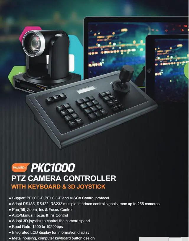 Alt view image 3 of 7 - AVMATRIX PKC1000 3D Joystick PTZ Camera Keyboard Controller RS-232/422/485 Communication
