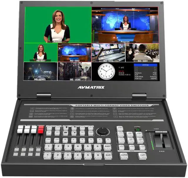 Alt view image 2 of 8 - AVMATRIX PVS0615 6CH Multi-Format Video Switcher Portable All-in-One Design with 15.6 inch FHD LCD Display 6 Channel inputs: 4×SDI and 2×DVI-I/HDMI/VGA/USB