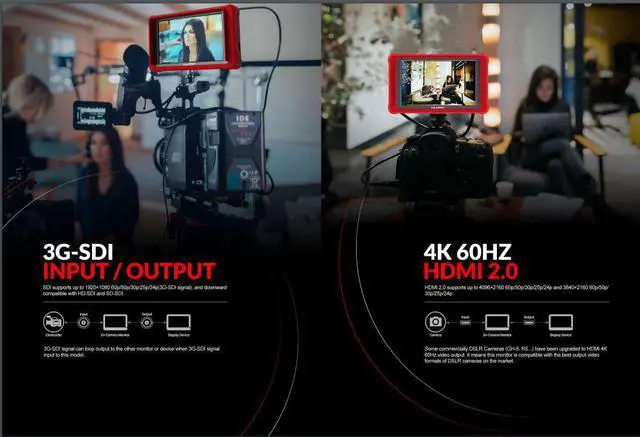 Alt view image 4 of 10 - LILLIPUT On-Camera Monitor FS5 5.4 inch 60HZ 4K HDMI 2.0 3G 3D-LUT Waveform SDI Video Assist 1920x1200 Full HD with Silicone Case
