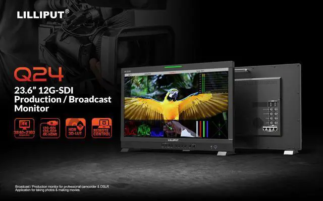 Alt view image 2 of 5 - LILLIPUT Q24-VBP 10bit 23.6 inch 12G-SDI Professional Broadcast Production Studio Monitor 12G SDI and 12G-SFP Fiber Optic Input with V Mount Plate