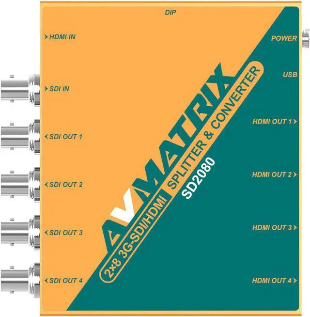 Alt view image 2 of 7 - AVMATRIX SD2080 2x8 SDI/HDMI Splitter /Converter 1×HDMI/1×3G-SDI to 4×3G-SDI/HD