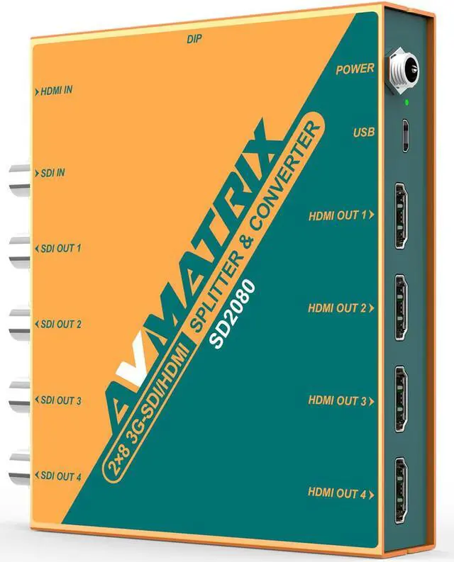 Alt view image 5 of 7 - AVMATRIX SD2080 2x8 SDI/HDMI Splitter /Converter 1×HDMI/1×3G-SDI to 4×3G-SDI/HD