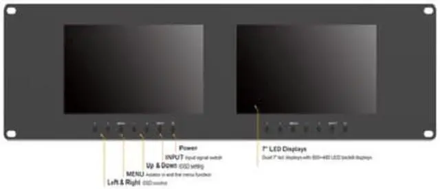 Alt view image 2 of 6 - LILLIPUT RM-7024 Dual 7" 3RU Rack Monitors 800X480 With dual 7” screens and dual Dual VGA, Video & DVI in/outputs by LILLIPUT OFFICIAL SELLER :VIVITEQ