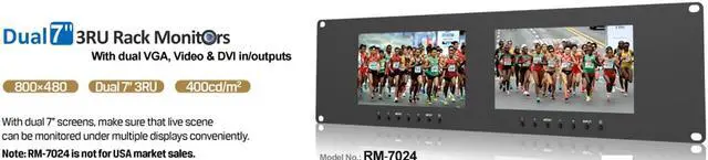 Alt view image 3 of 6 - LILLIPUT RM-7024 Dual 7" 3RU Rack Monitors 800X480 With dual 7” screens and dual Dual VGA, Video & DVI in/outputs by LILLIPUT OFFICIAL SELLER :VIVITEQ