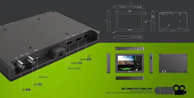 Alt view image 2 of 4 - Lilliput Q7 7 in. Full HD SDI Monitor