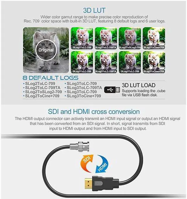 Alt view image 4 of 13 - LILLIPUT 7" Q7 Pro Field Monitor 1920x1200 Metal Slim Design with HDR 3D-LUT SDI/HDMI Cross Conversion Waveform Peaking Precise Color Calibration Gamma Adjustment + Pisen LP-E6 Battery by VIVITEQ