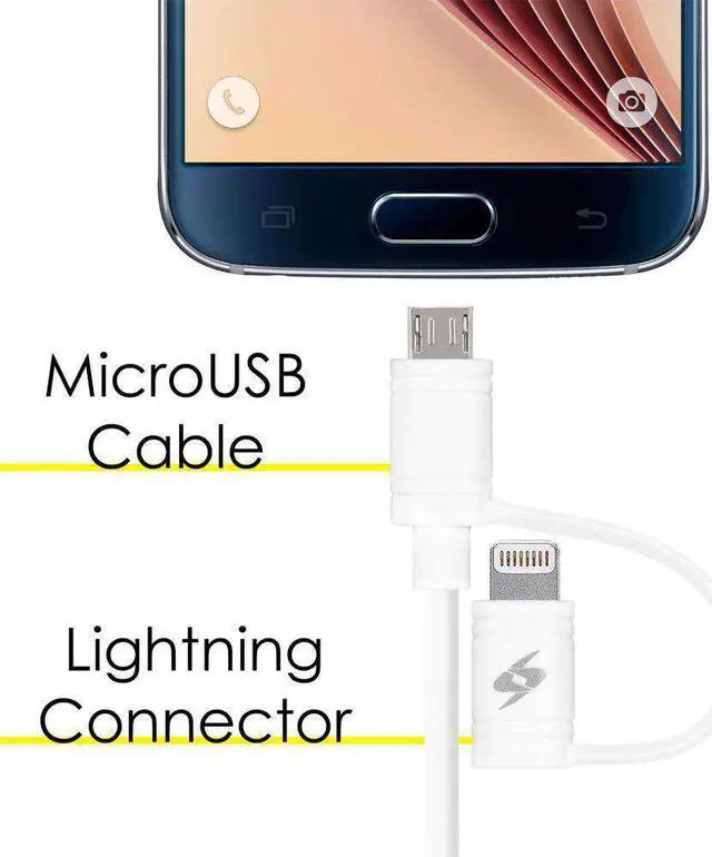 Alt view image 10 of 13 - Amzer MFi Certified Lightning to Micro USB Sync & Charge Cable (3.2 Feet/ 1 Meter) - White