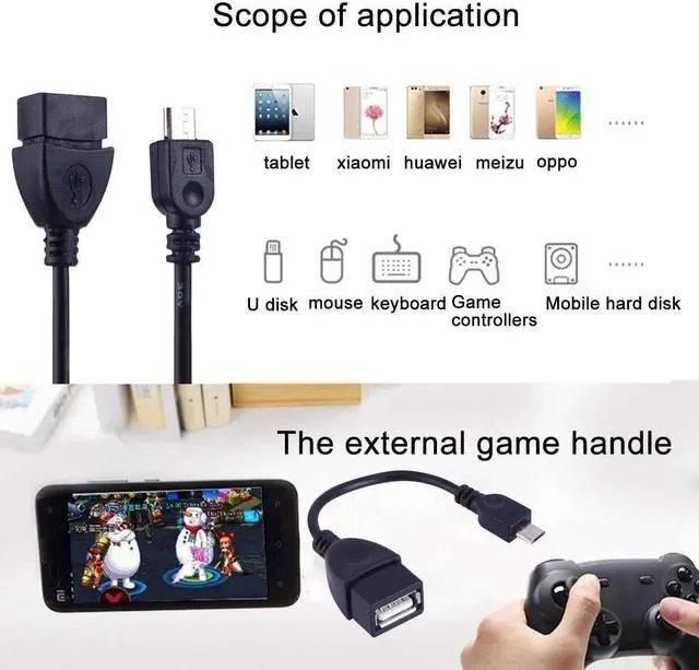 Alt view image 3 of 3 - AMZER Micro USB Male to USB 2.0 Female OTG Converter Adapter Cable- Black