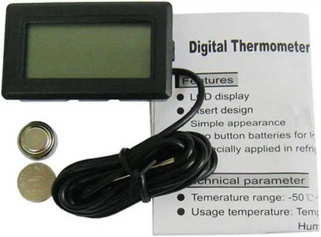 Alt view image 3 of 3 - Mini LCD Digital Thermometer for Fridge Freezer, Insert Size 46mm x 26.6mm - Black