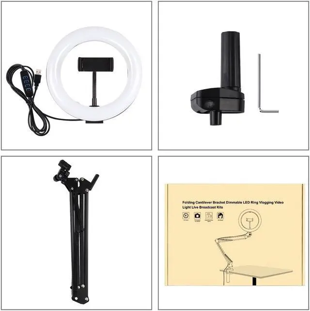 Alt view image 4 of 7 - AMZER Live Broadcast Kits Desktop Arm Stand USB 3 Modes Dimmable Dual Color Temperature LED + 7.9 inch 20cm Ring Curved Light with Phone Clamp - pack of 3