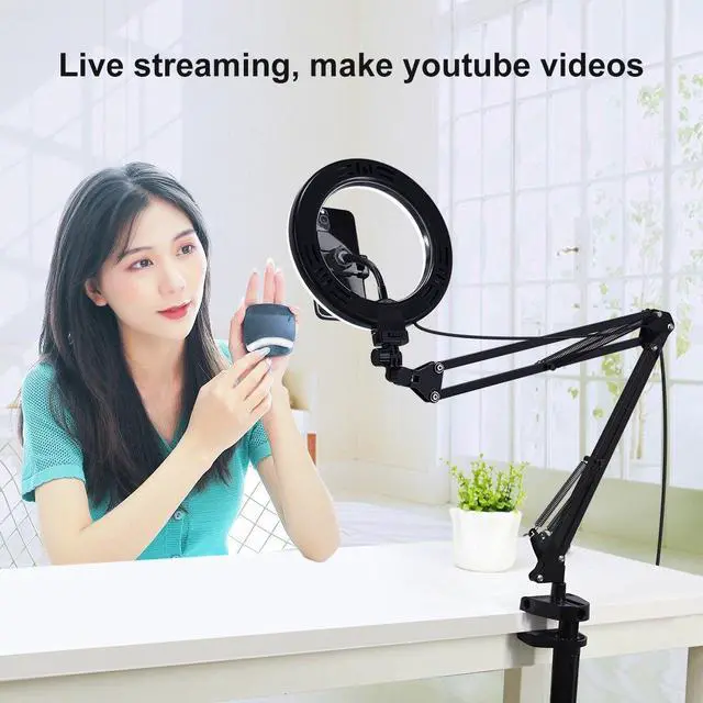 Alt view image 3 of 7 - AMZER Live Broadcast Kits Desktop Arm Stand USB 3 Modes Dimmable Dual Color Temperature LED + 7.9 inch 20cm Ring Curved Light with Phone Clamp - pack of 3