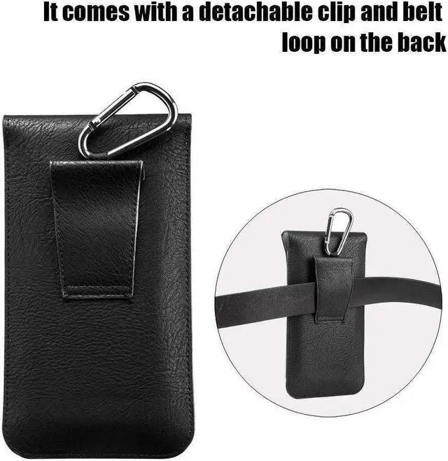 Alt view image 2 of 6 - Universal Vertical Dual Phone Holder Leather Pouch - Black