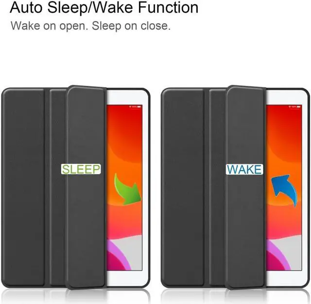 Alt view image 6 of 7 - AMZER Texture Horizontal 3-Fold Flip Leather Case With Pen Slot & Sleep/ Wake-up Function for Apple iPad 10.2/iPad 8th Generation 10.2 inch - Black