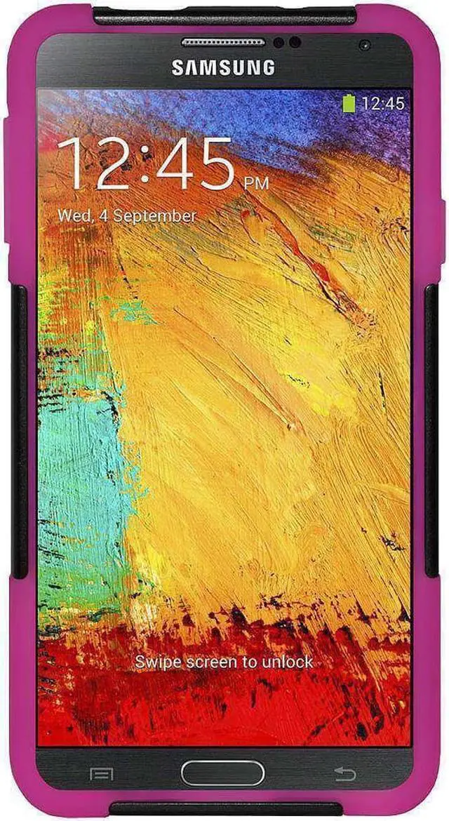 Alt view image 5 of 7 - amzer amz96633 amzer double layer hybrid case cover with kickstand for samsung galaxy note 3 smn900, samsung galaxy note 3 smn9005  skin  retail packaging  black/hot pink