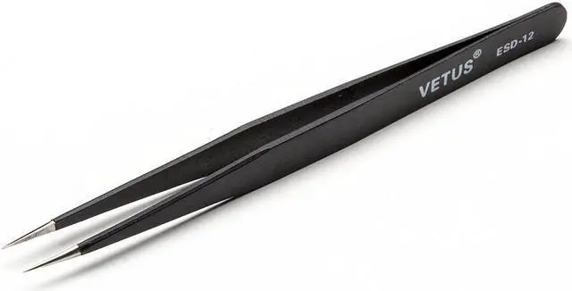 Main image of Fine tip straight tweezers - ESD safe (135mm)