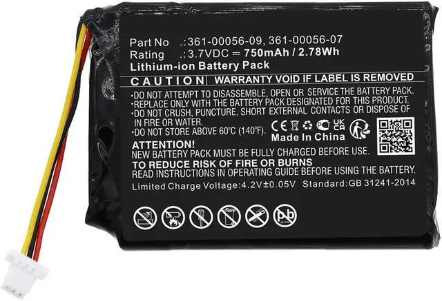 Alt view image 2 of 5 - 750mAh 361-00056-09, 361-00056-07, 361-00056-15 Battery Replacement Compatible with Garmin Drive 60, Drive 61 GPS Navigation Units