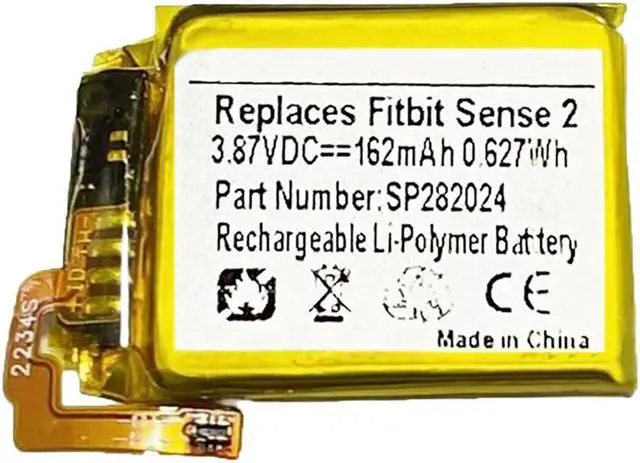 Alt view image 2 of 3 - 162mAh SP282024 Battery Replacement Compatible with Fitbit Sense 2 Fitness Smartwatch FB521