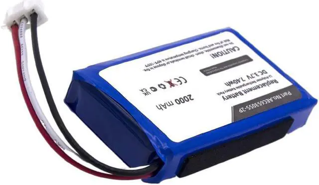 Alt view image 3 of 7 - 2000mAh AEC653055-2P Replacement Battery Compatible with JBL Flip 2 (2013) Portable Bluetooth Speaker with Installation Tools - 3 Pin Connector