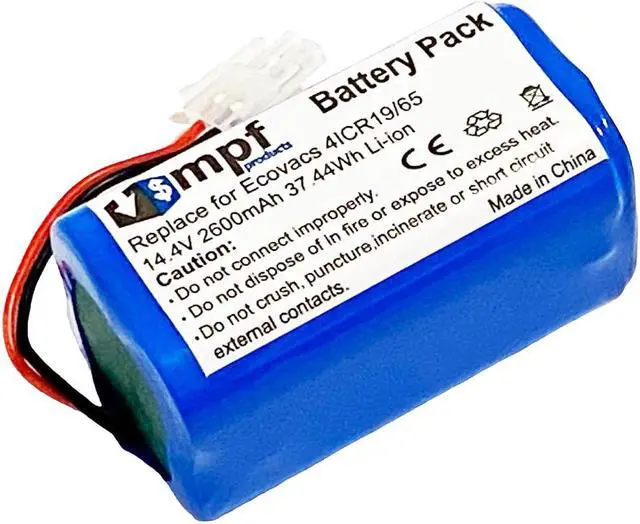 Alt view image 2 of 6 - 2600mAh 4ICR19/65 Battery Replacement Compatible with Ecovacs Deebot CR120, CR130, CEN546, CEN550, CEN640, CEN646, CEN660, DG800, DL33, DL35, KK8, V7, V780, X500, X580 Robotic Vacuums