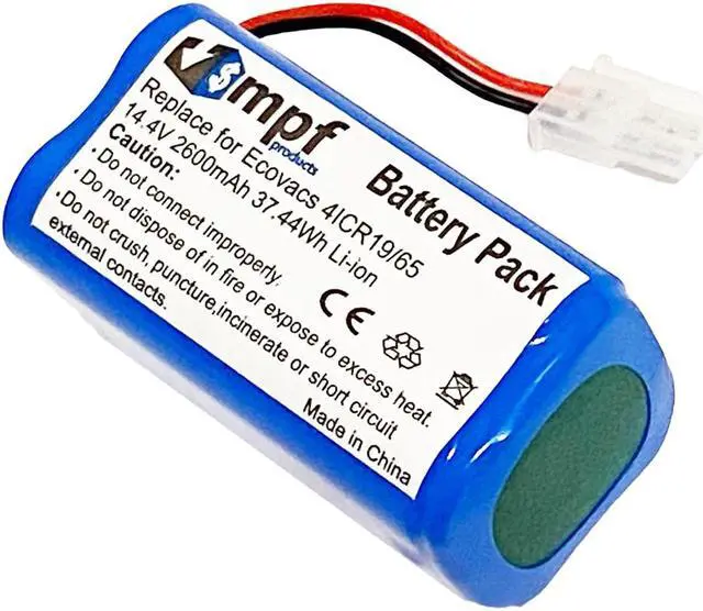 Alt view image 3 of 6 - 2600mAh 4ICR19/65 Battery Replacement Compatible with Ecovacs Deebot CR120, CR130, CEN546, CEN550, CEN640, CEN646, CEN660, DG800, DL33, DL35, KK8, V7, V780, X500, X580 Robotic Vacuums