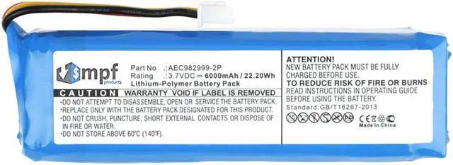 Alt view image 2 of 4 - 6000mAh AEC982999-2P Battery Replacement for JBL Charge Portable Bluetooth Speaker
