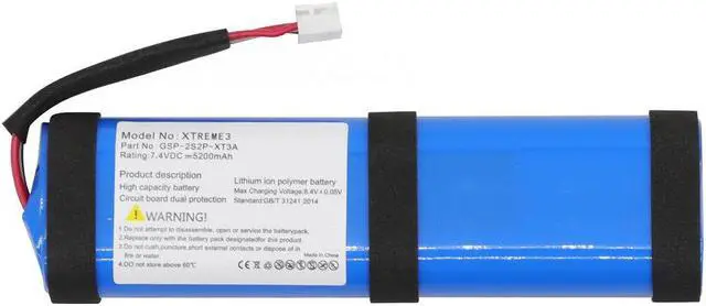 Alt view image 2 of 7 - 5200mAh IBA001GA, GSP-2S2P-XT3A Battery Replacement Compatible with JBL Xtreme 3 Portable Waterproof Bluetooth Speaker