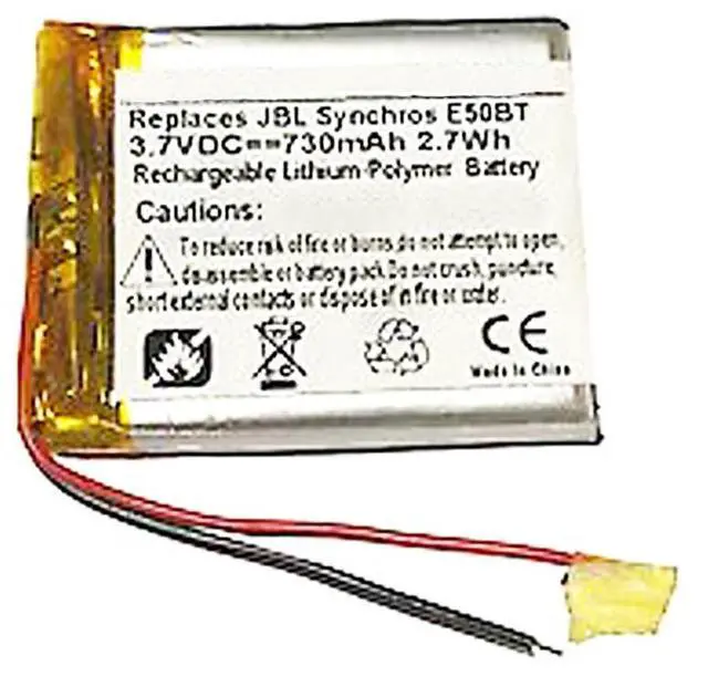 Alt view image 2 of 4 - 730mAh P433638 High-Capacity Extended Battery Replacement Compatible with JBL Synchros E50BT, E50BTBLK Bluetooth Headphones